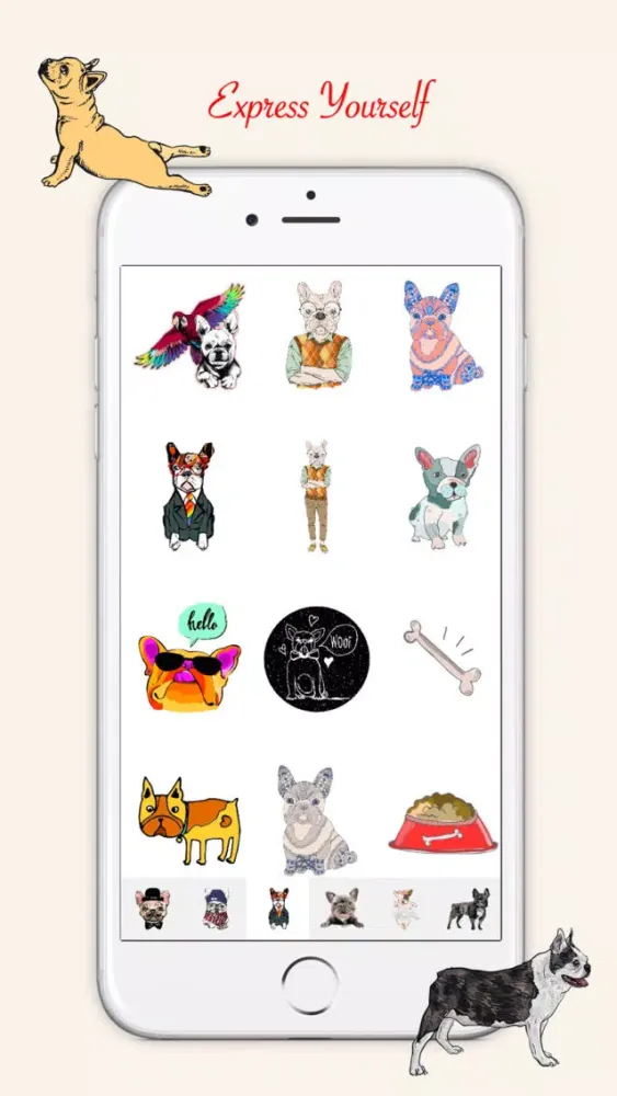 French Bulldog Emoji Stickers Ekran Görüntüleri