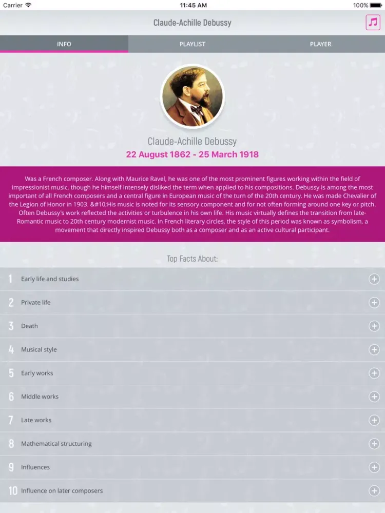 Claude Debussy - Classical Music Full iPad  Screenshots