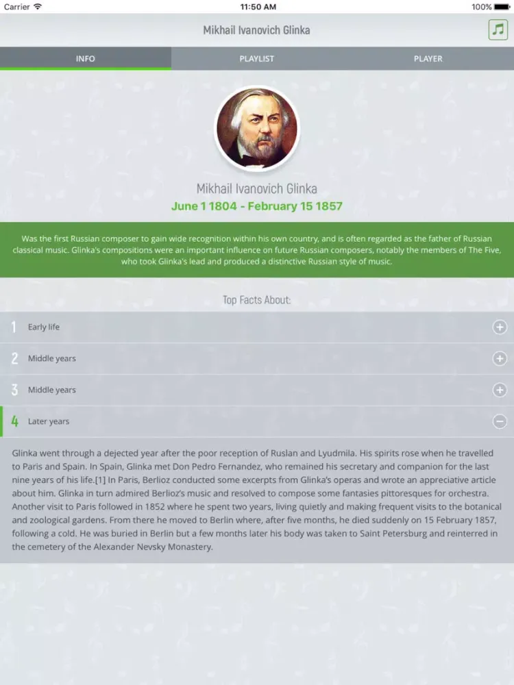 Capturas de pantalla de Mikhail Glinka - Classical Music iPad 