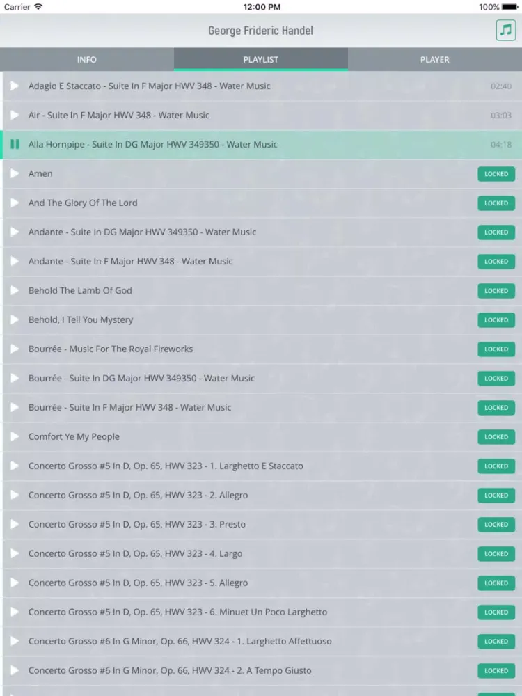 George Handel - Classical Music iPad  স্ক্রিনশট