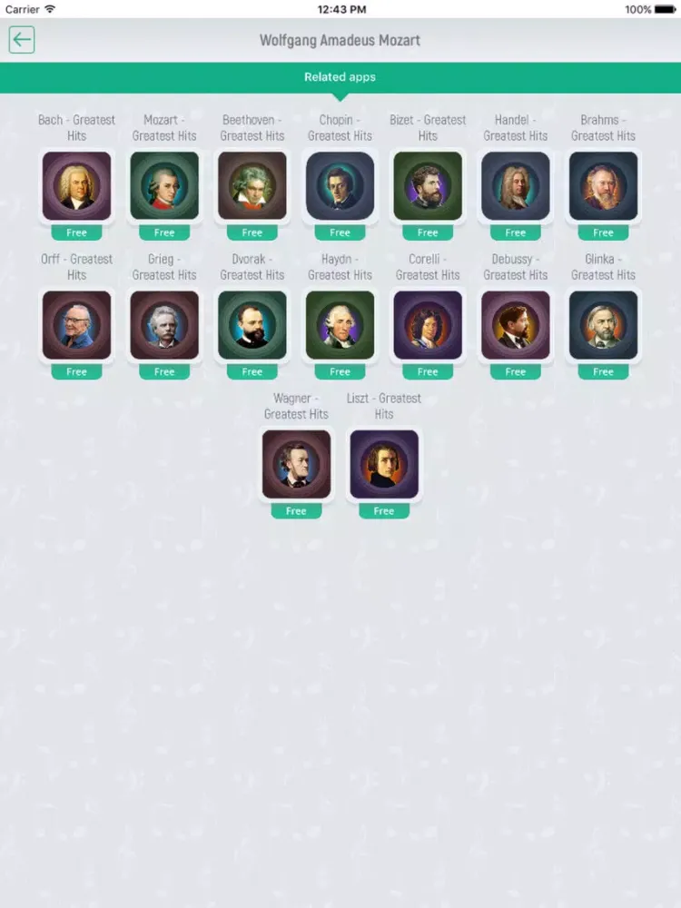 Wolfgang Mozart - Classical Music Full iPad  Screenshots