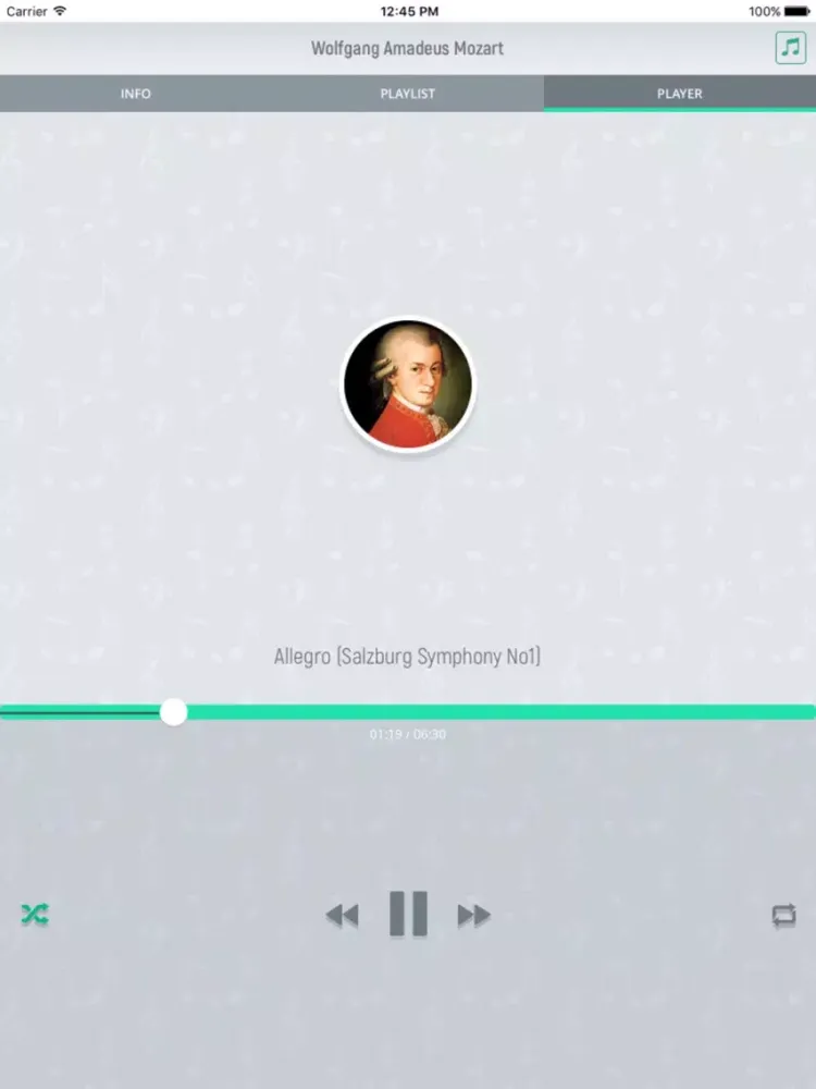 Wolfgang Mozart - Classical Music Full iPad  Screenshots