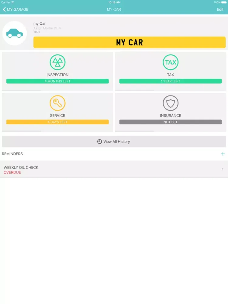 My Garage Tracker iPad  Screenshots