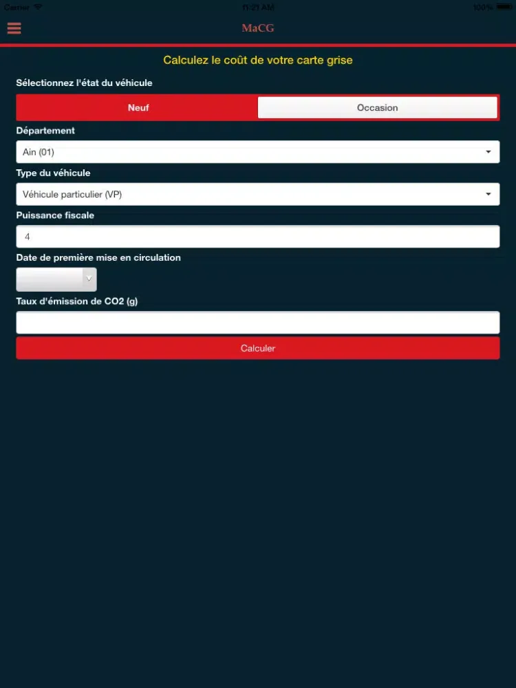 صور Calcul carte grise iPad 
