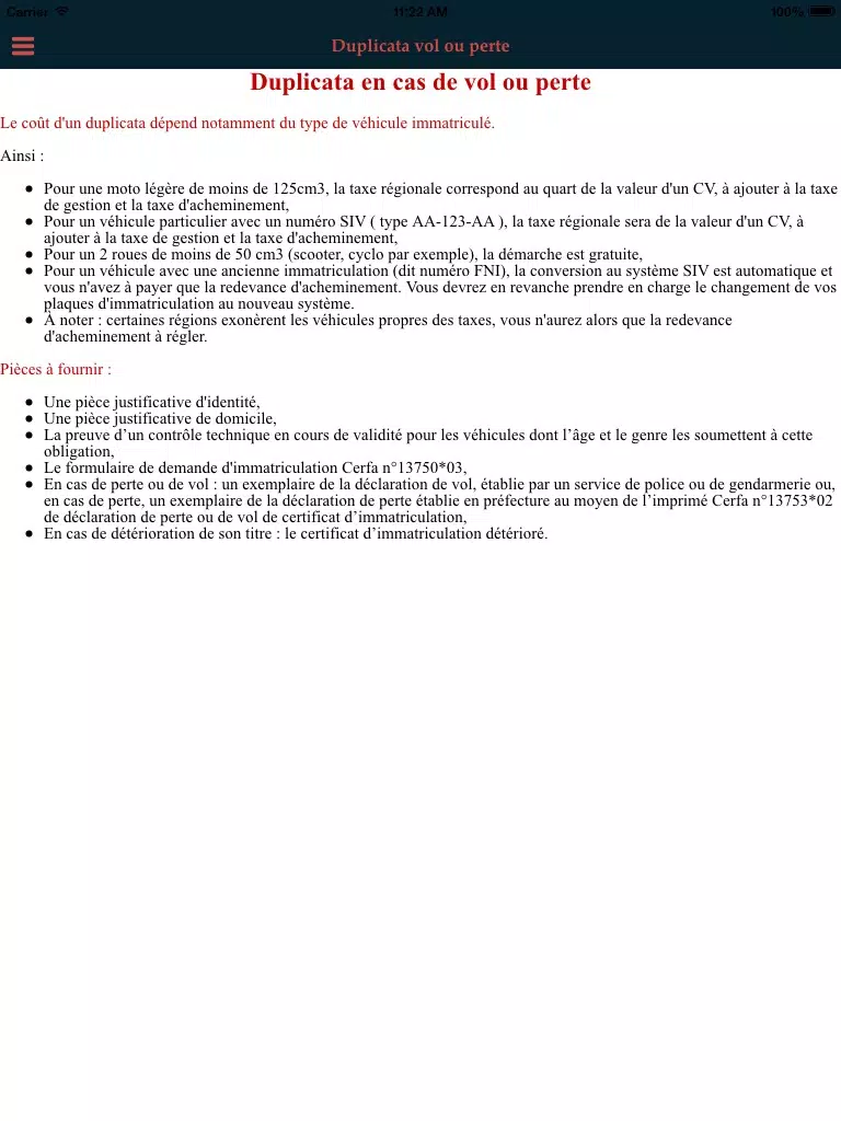 Calcul carte grise iPad 應用截圖
