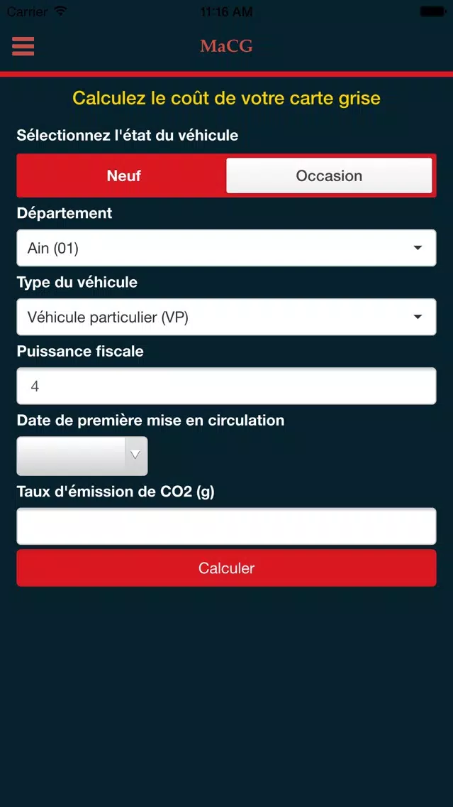Calcul carte grise應用截圖