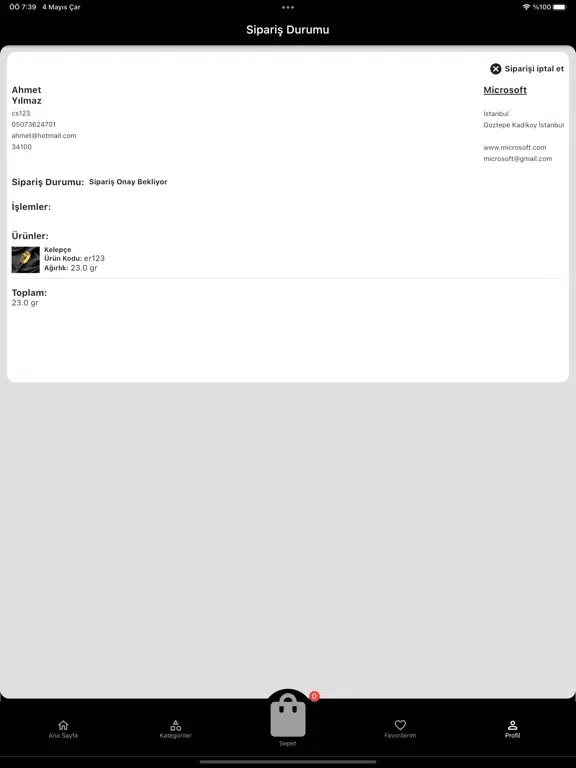 Ảnh chụp màn hình của Alfa Gold iPad 