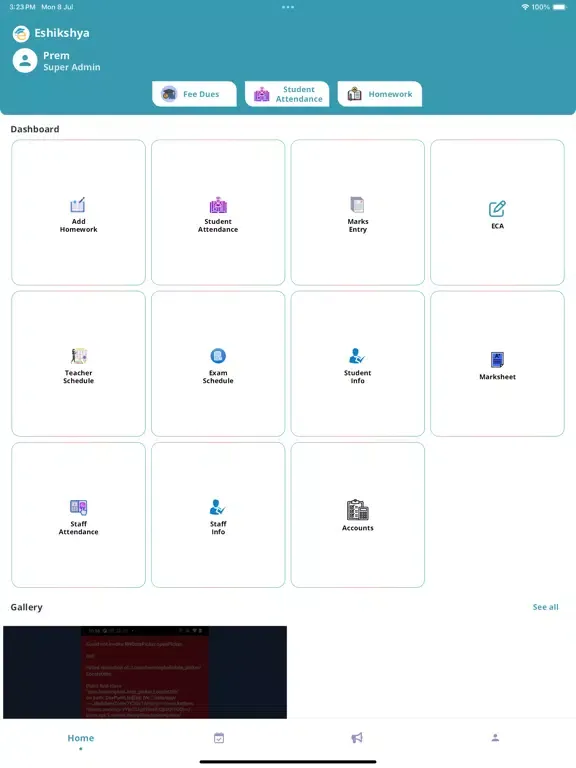 Tangkapan layar Nepal APF School iPad 