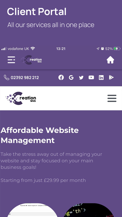 Creation Web Client Portal Screenshots