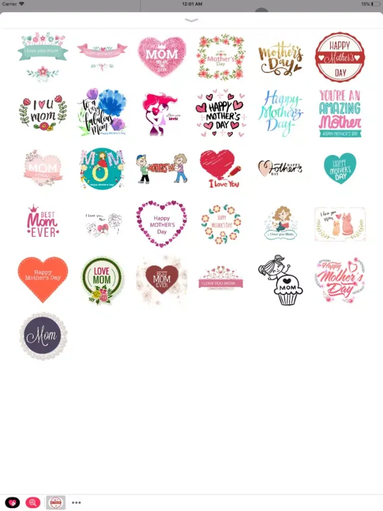 Mother's Day Love Stickers iPad  Screenshots
