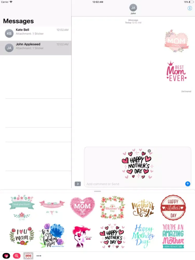 Mother's Day Love Stickers iPad  Screenshots