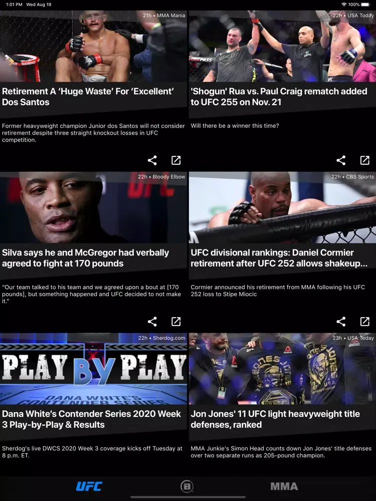 ภาพหน้าจอของ MMA Now: News App for MMA fans iPad 