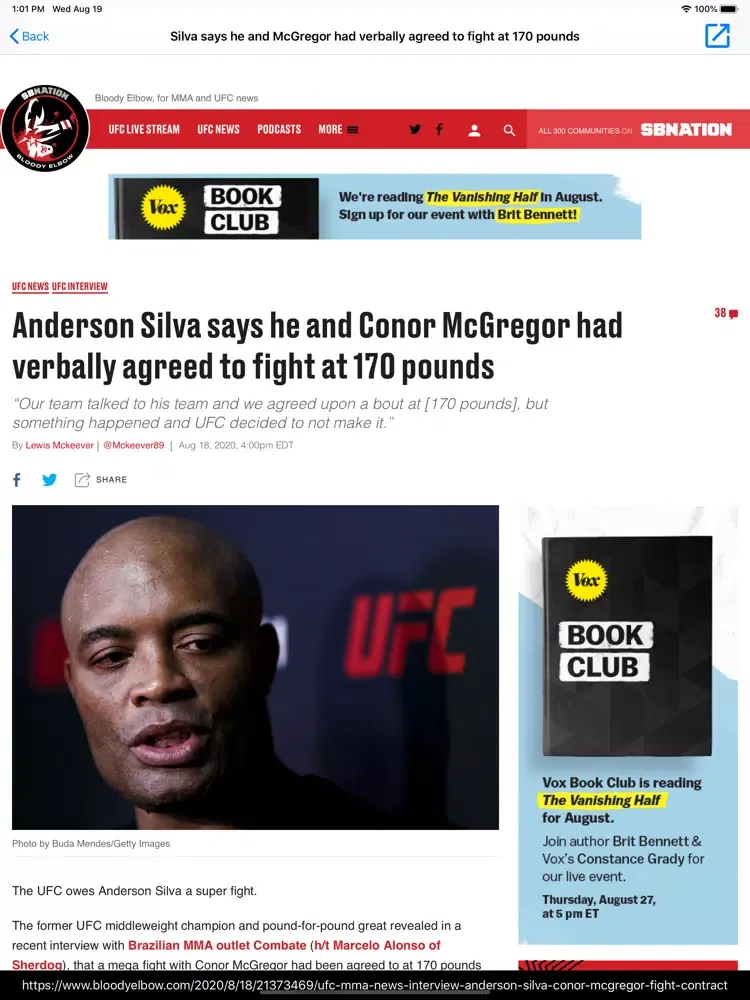 ภาพหน้าจอของ MMA Now: News App for MMA fans iPad 