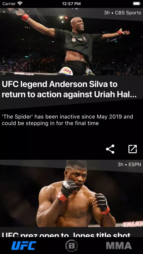 ภาพหน้าจอของ MMA Now: News App for MMA fans