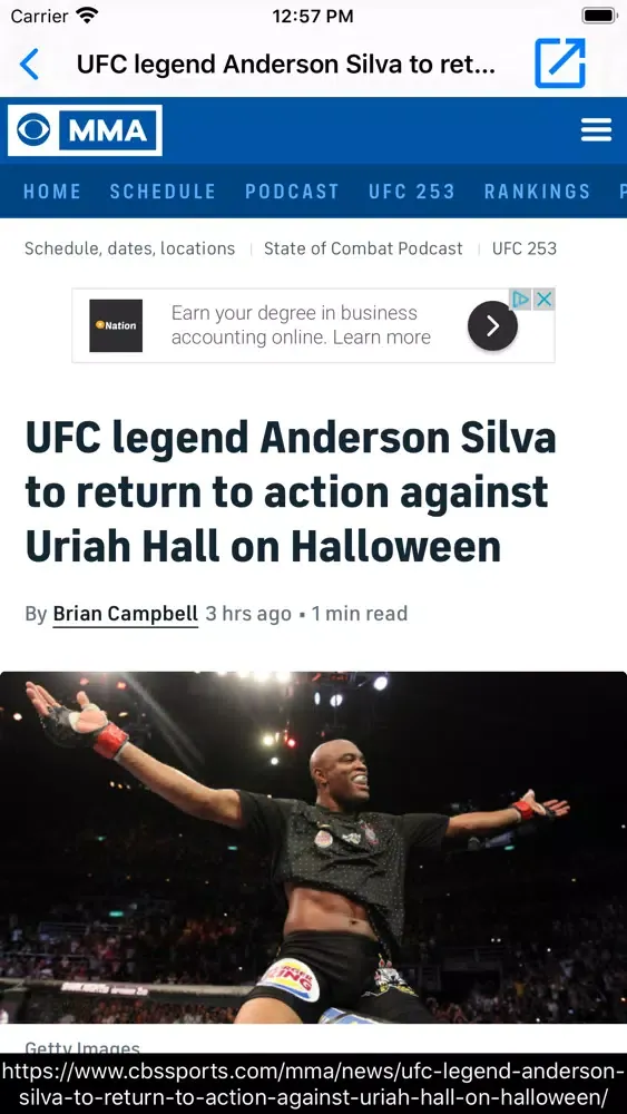 ภาพหน้าจอของ MMA Now: News App for MMA fans