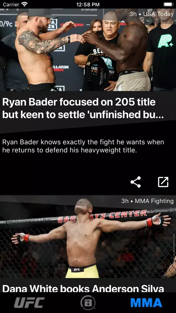 ภาพหน้าจอของ MMA Now: News App for MMA fans