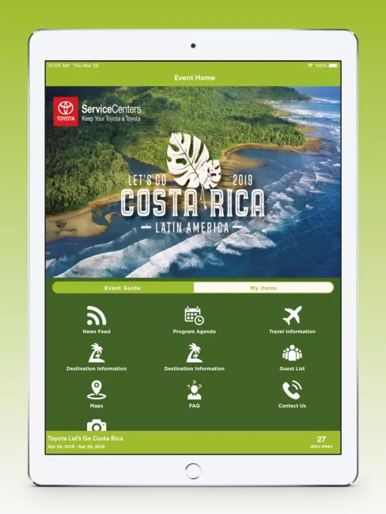 Tangkapan layar Let's Go Costa Rica iPad 