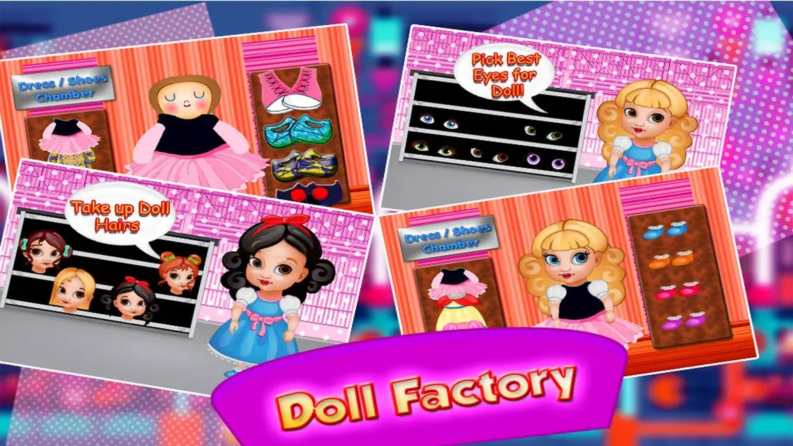 ภาพหน้าจอของ Girl's Fashion Doll Factory Simulator - Dress up & makeover customized dolly in this doll maker game