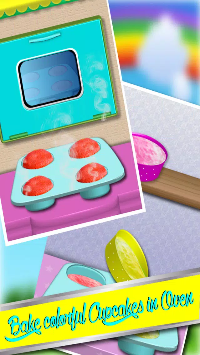 DIY Colorful Rainbow Cupcake Maker - Make & Bake Cupcakes With Bakery Chef स्क्रीनशॉट