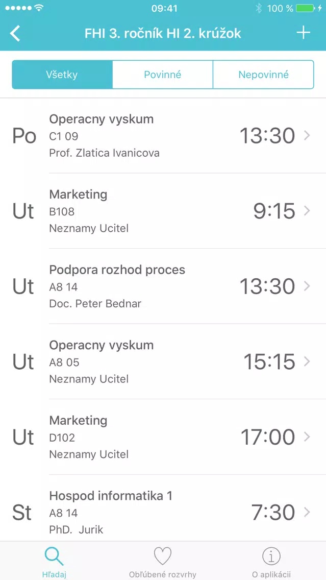 EUBA Rozvrhy應用截圖