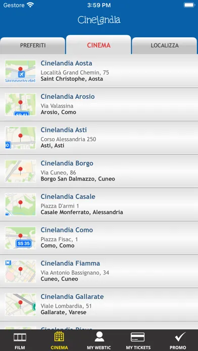 Capturas de tela do Webtic Cinelandia Cinema
