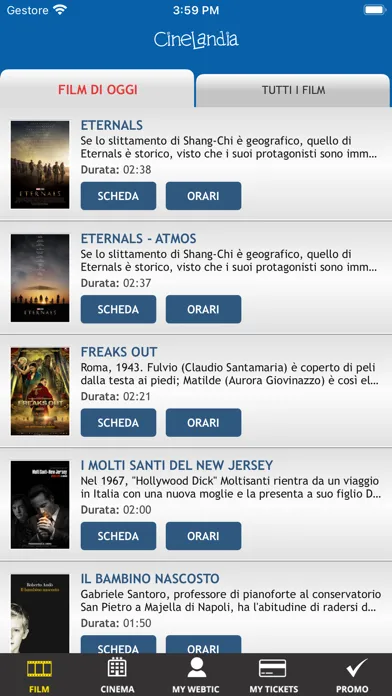 Capturas de tela do Webtic Cinelandia Cinema
