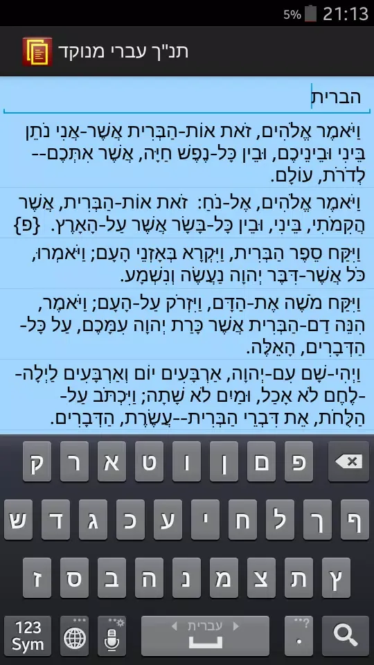 Punctuated Hebrew Bible Screenshots