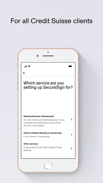 Capturas de pantalla de SecureSign by Credit Suisse