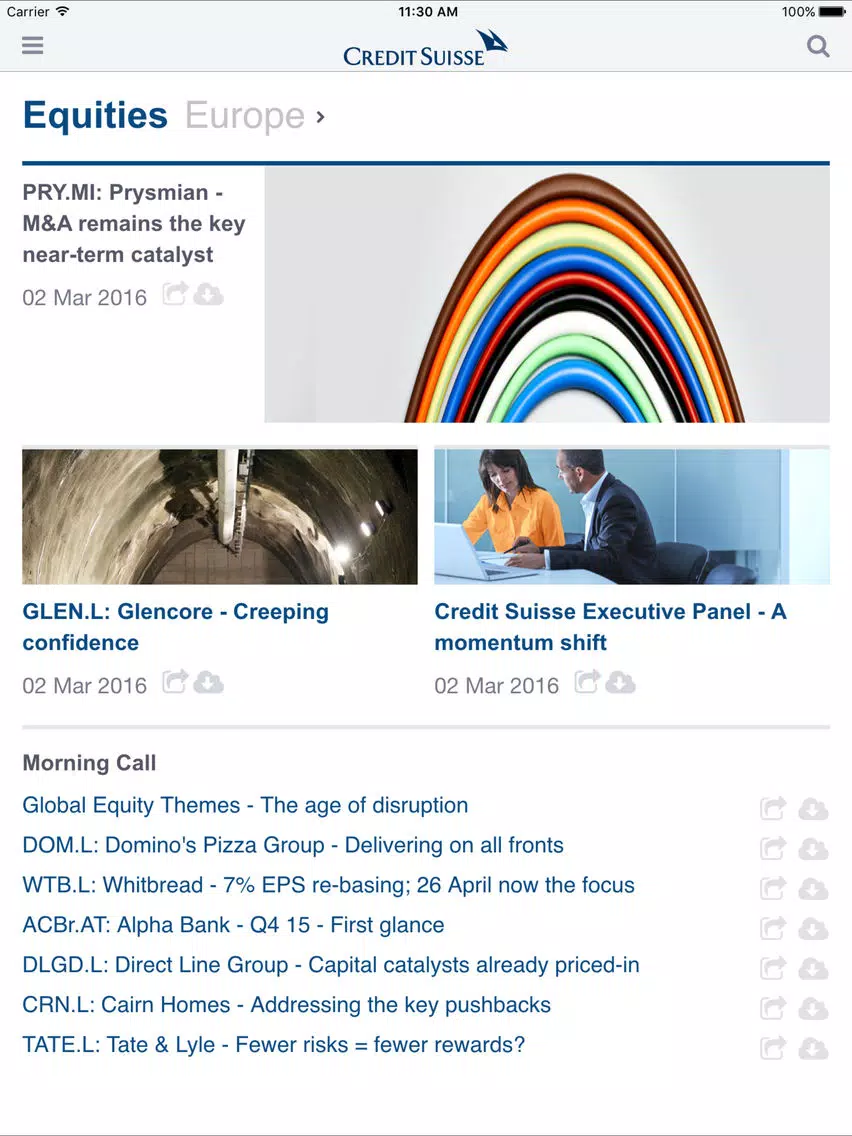 Tangkapan layar PLUS Reader by Credit Suisse iPad 