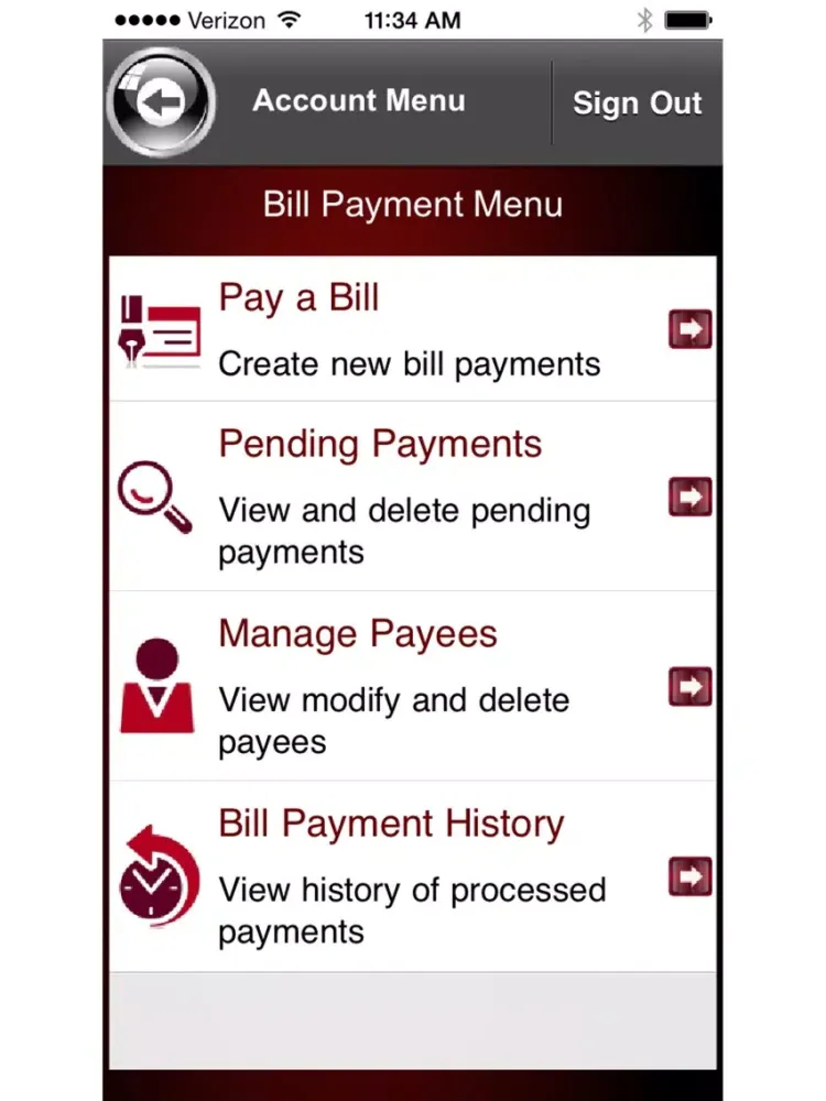 Tangkapan skrin Mercer County Community FCU iPad 