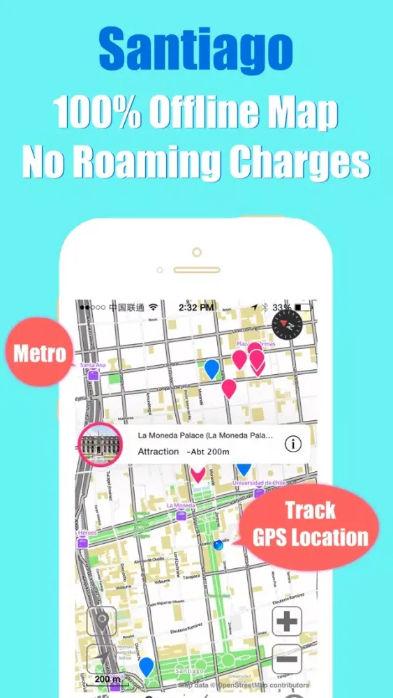 Tangkapan skrin Santiago metro transit trip advisor gps map guide
