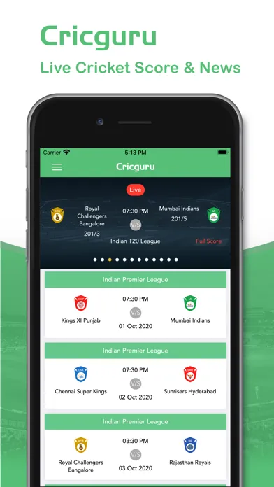 Capturas de pantalla de Cricguru - Live Cricket Score