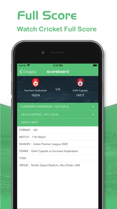 Capturas de pantalla de Cricguru - Live Cricket Score