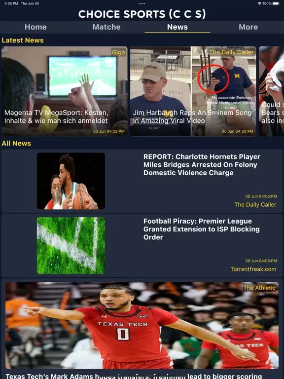 Choice Sports iPad  スクリーンショット