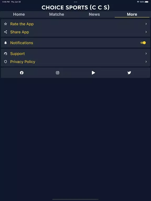 Choice Sports iPad  スクリーンショット