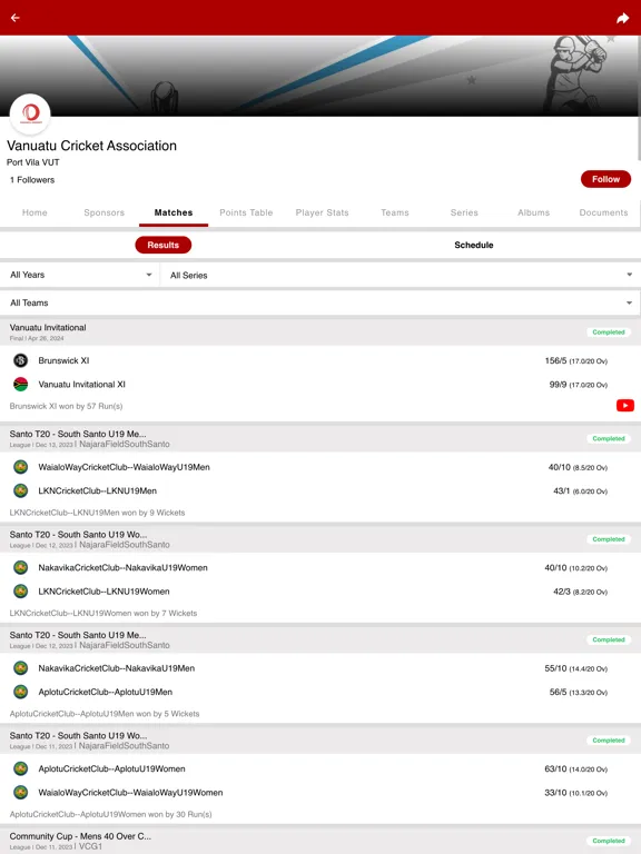 Vanuatu Cricket iPad 应用截图