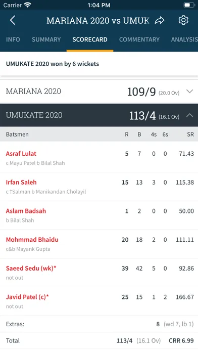 Tangkapan layar Cricket Zed