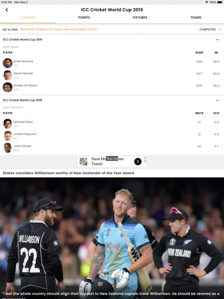 Zrzuty ekranu Cricingif-Live Cricket Scores iPad 