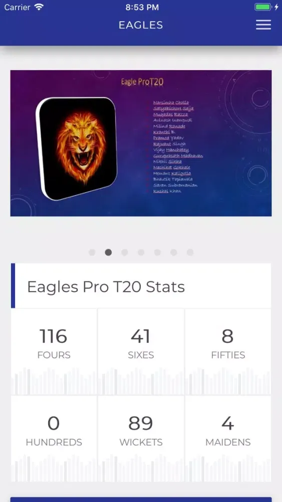 Capturas de tela do Eagles Cricket Club