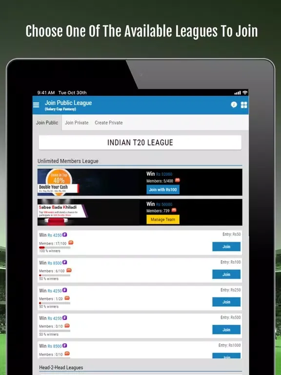 Cricket Country Fantasy League iPad  スクリーンショット
