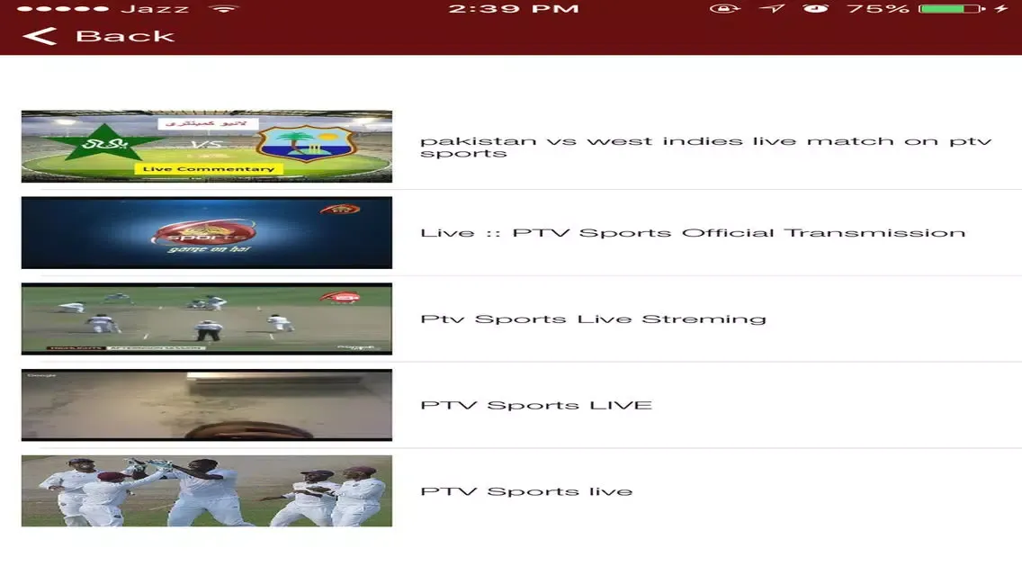 Tangkapan layar Cricket TV Live Streaming Matches