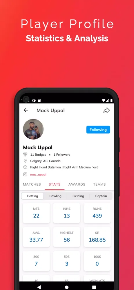 Tangkapan layar CrickPro