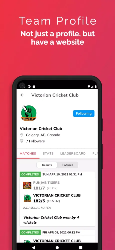 Tangkapan layar CrickPro