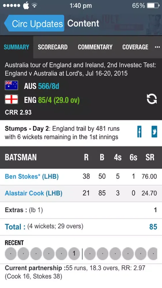 Cric Updates - Live Cricket Score and News স্ক্রিনশট