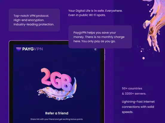 Tangkapan layar PaygVPN: #1 No Commitment VPN iPad 