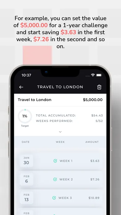 Tangkapan layar 52 Weeks: Save Money