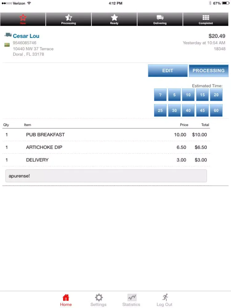 Tangkapan layar Tasty Alerts iPad 