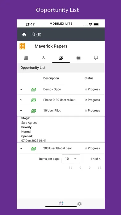 Screenshot di MobileX Lite for Sage CRM
