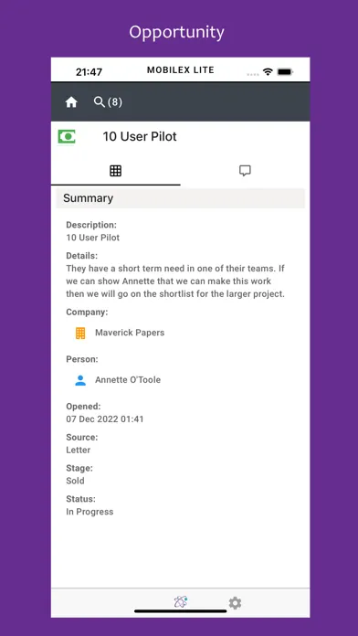 Screenshot di MobileX Lite for Sage CRM