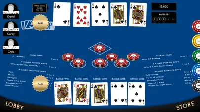 5 Card War Table Game Screenshots